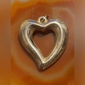 Sterling Silver Large Cut Out Puff 3D Heart Pendant #7224